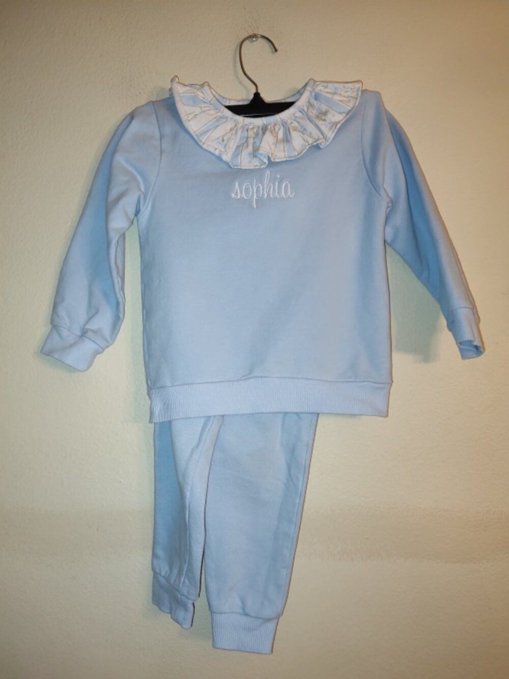 Share Girl Cecil and Lou 2 p Light Blue Matching Lounge Set Embroidered SOPHIA